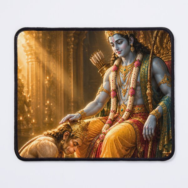 Item preview, Ram Navami Hanuman at Lord Ram's Feet Wall Art | Ultimate Devotion Artwork | Premium Hindu Canvas Print designed and sold by Homyar.