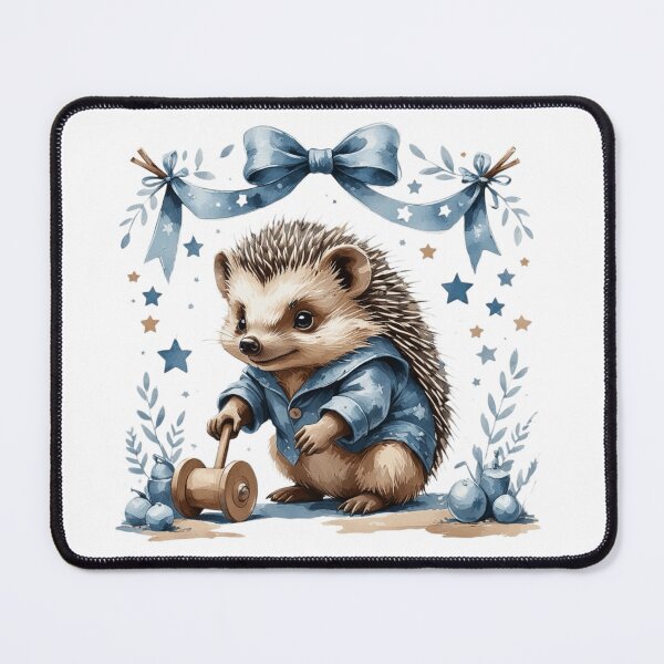 Item preview, Cute Watercolor Baby Hedgehog Vintage Wooden Toy Blue Art designed and sold by AQUILAKREO.