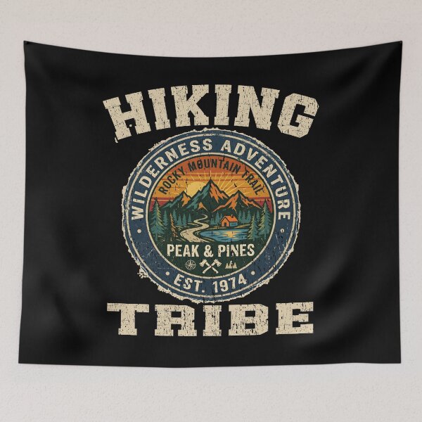 Item preview, Hiking Wilderness Adventure Tribe Graphic | Rocky Mountain Trail Badge Design designed and sold by Jt41.