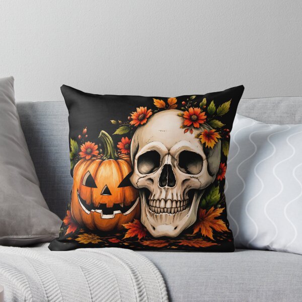 Item preview, Halloween Skull and Pumpkin Autumn Art designed and sold by PersonaCrafts.