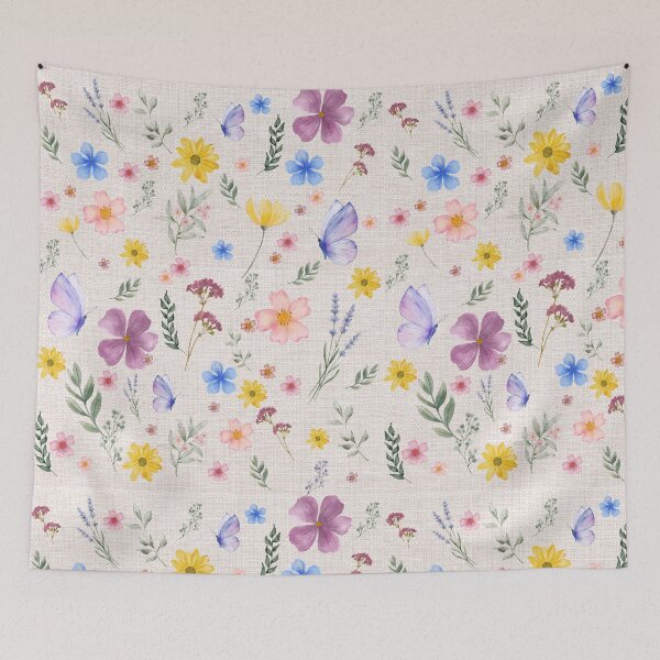 Item preview, Retro botanical wildflowers décor, neutral colors floral design designed and sold by ArtClipNest.