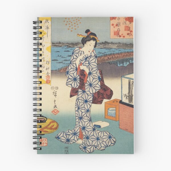 Item preview, Beautiful Woman at Ryogoku Bridge - Vintage Ukiyo-e Art designed and sold by vekotpu.