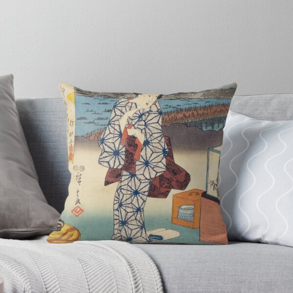 Item preview, Beautiful Woman at Ryogoku Bridge - Vintage Ukiyo-e Art designed and sold by vekotpu.