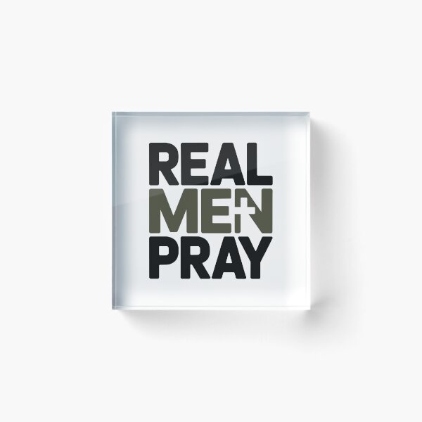 Item preview, Real Men Pray Christian Father Faith Based Religious Typography Design designed and sold by HahaHandlesHub.