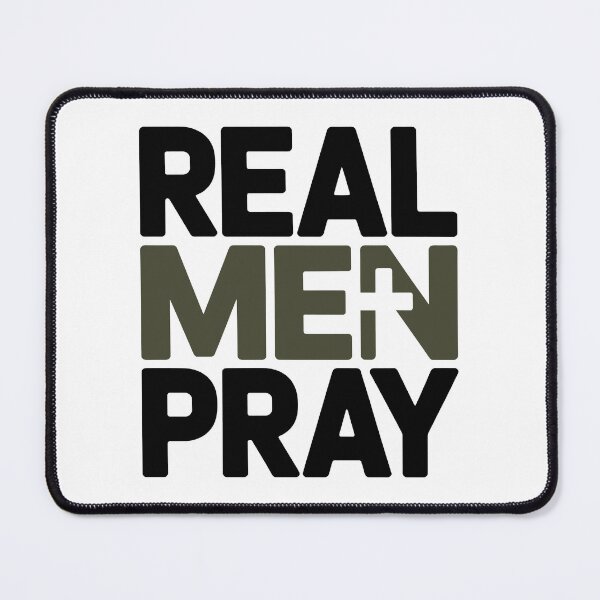Item preview, Real Men Pray Christian Father Faith Based Religious Typography Design designed and sold by HahaHandlesHub.