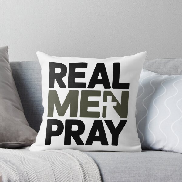 Item preview, Real Men Pray Christian Father Faith Based Religious Typography Design designed and sold by HahaHandlesHub.
