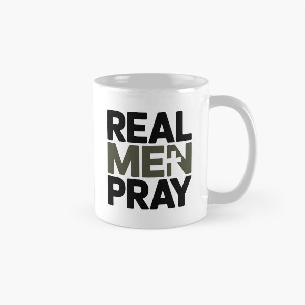Item preview, Real Men Pray Christian Father Faith Based Religious Typography Design designed and sold by HahaHandlesHub.