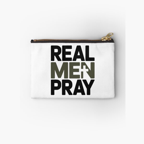 Item preview, Real Men Pray Christian Father Faith Based Religious Typography Design designed and sold by HahaHandlesHub.