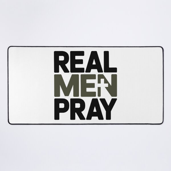 Item preview, Real Men Pray Christian Father Faith Based Religious Typography Design designed and sold by HahaHandlesHub.
