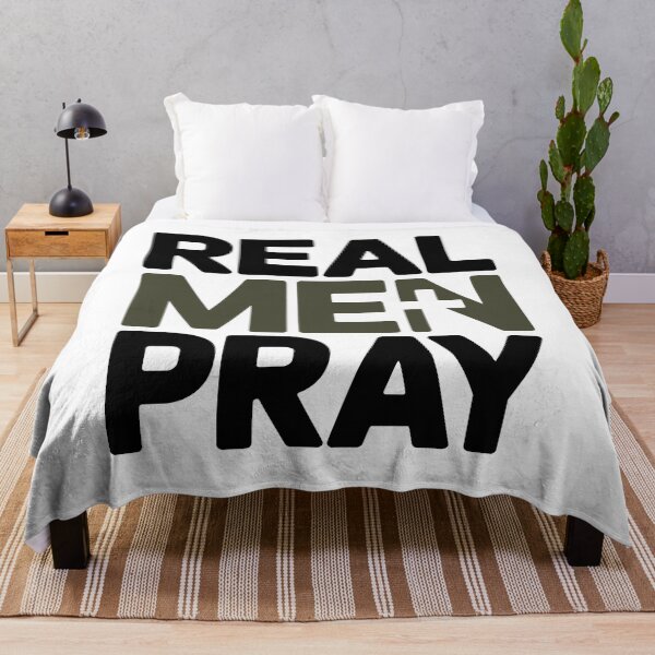 Item preview, Real Men Pray Christian Father Faith Based Religious Typography Design designed and sold by HahaHandlesHub.