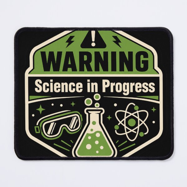 Item preview, Warning Science In Progress Green Lab Badge designed and sold by PixelPun Studio.