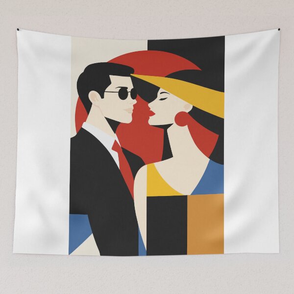 Item preview, Bauhaus Couple Poster, Mid Century Modern Art designed and sold by Studio pod Burom.