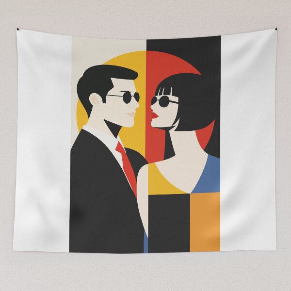 Item preview, Bauhaus Couple Poster, Mid Century Modern Art designed and sold by Studio pod Burom.