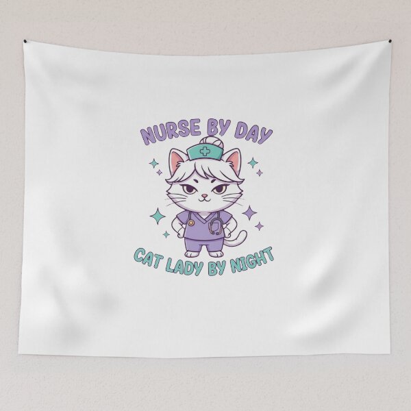 Item preview, Nurse by Day Cat Lady by Night cute funny nurse cat gift designed and sold by language-des.
