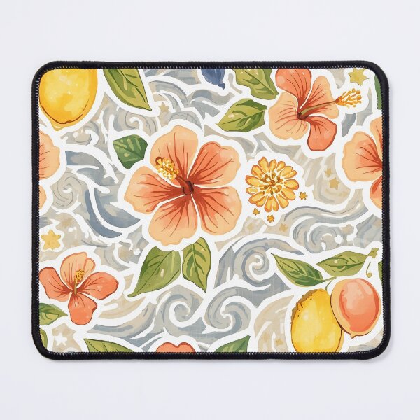 Item preview, Tropical Hibiscus Lemon Pattern Notebook – Coastal Watercolor Floral Design designed and sold by FestivityFinds.
