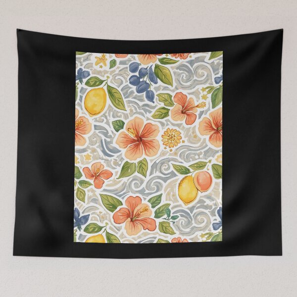 Item preview, Tropical Hibiscus Lemon Pattern Notebook – Coastal Watercolor Floral Design designed and sold by FestivityFinds.