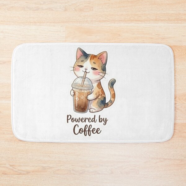 Item preview, Powered by Coffee | Cute Cozy Cat Lani Morning Vibes Sticker designed and sold by LaniDigitalNook.