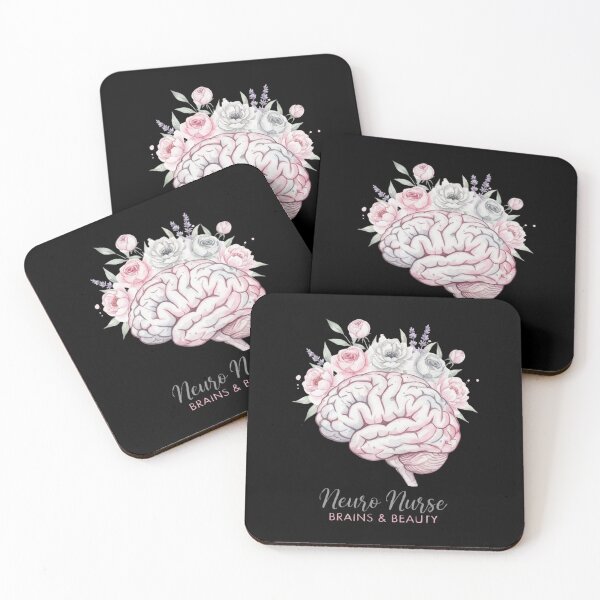 Item preview, Neuro Nurse Brains and Beauty watercolor floral brain gift designed and sold by language-des.