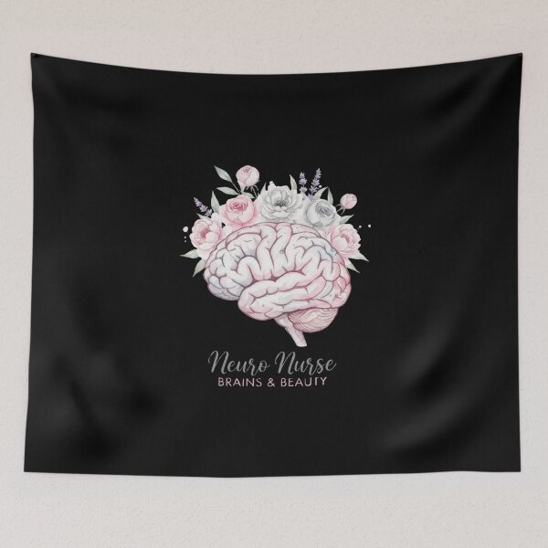 Item preview, Neuro Nurse Brains and Beauty watercolor floral brain gift designed and sold by language-des.