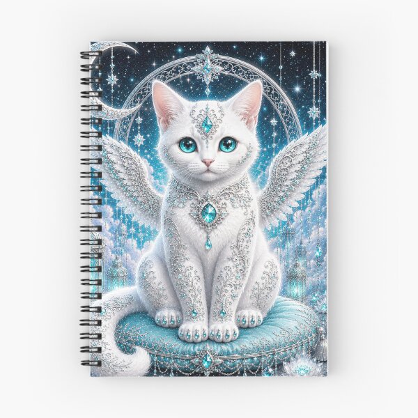 Item preview, Turquoise Moonlight Guardian White Cat Dreamscape designed and sold by Mindworx21.