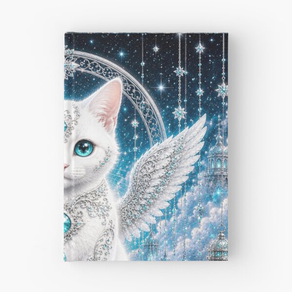 Item preview, Turquoise Moonlight Guardian White Cat Dreamscape designed and sold by Mindworx21.