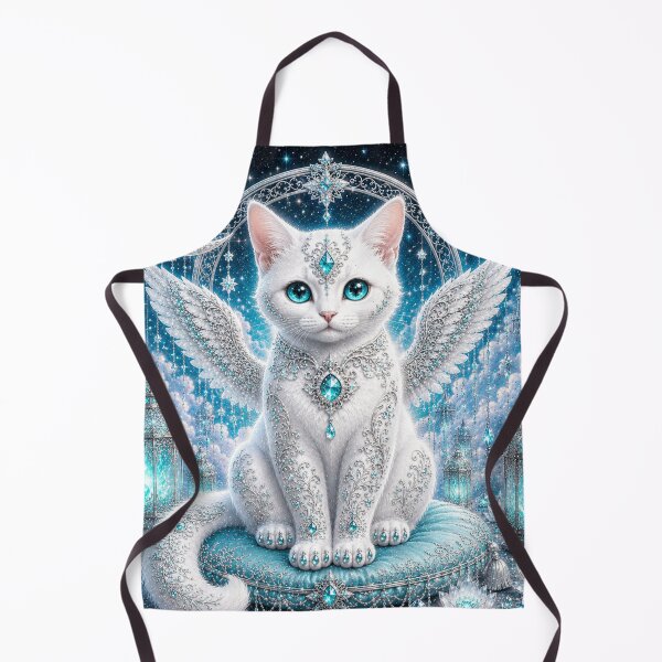 Item preview, Turquoise Moonlight Guardian White Cat Dreamscape designed and sold by Mindworx21.
