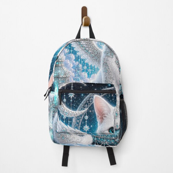 Item preview, Turquoise Moonlight Guardian White Cat Dreamscape designed and sold by Mindworx21.