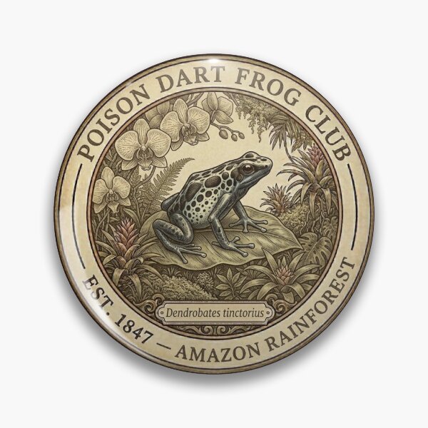 Item preview, Poison Dart Frog Toxic Amazon Club Vintage Badge designed and sold by CalmCapy Co.