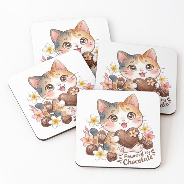 Item preview, Powered by Chocolate | Cute Hawaiian Cat Lani Sweet Treat Sticker designed and sold by LaniDigitalNook.