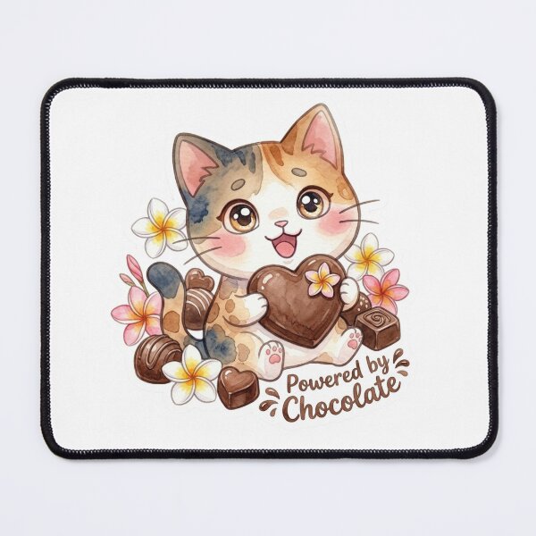 Item preview, Powered by Chocolate | Cute Hawaiian Cat Lani Sweet Treat Sticker designed and sold by LaniDigitalNook.