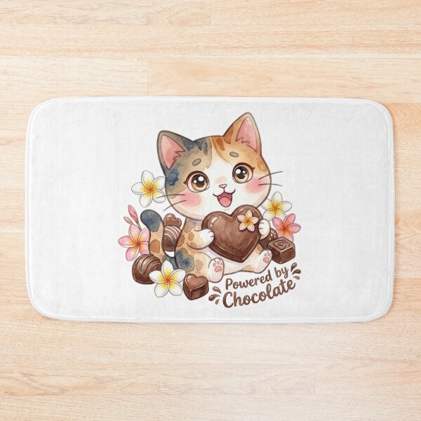 Item preview, Powered by Chocolate | Cute Hawaiian Cat Lani Sweet Treat Sticker designed and sold by LaniDigitalNook.