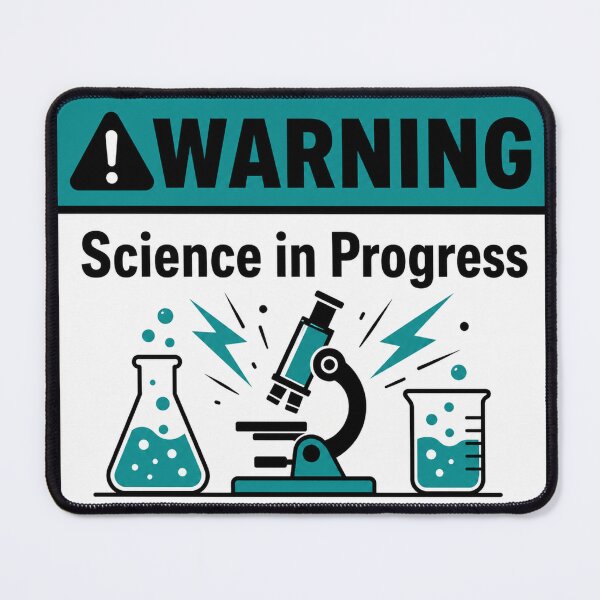 Item preview, Warning Science In Progress Teal Lab designed and sold by PixelPun Studio.