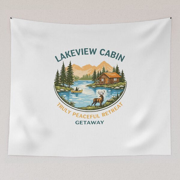 Item preview, Peaceful Lakeview Cabin Retreat designed and sold by Matinez Pink.