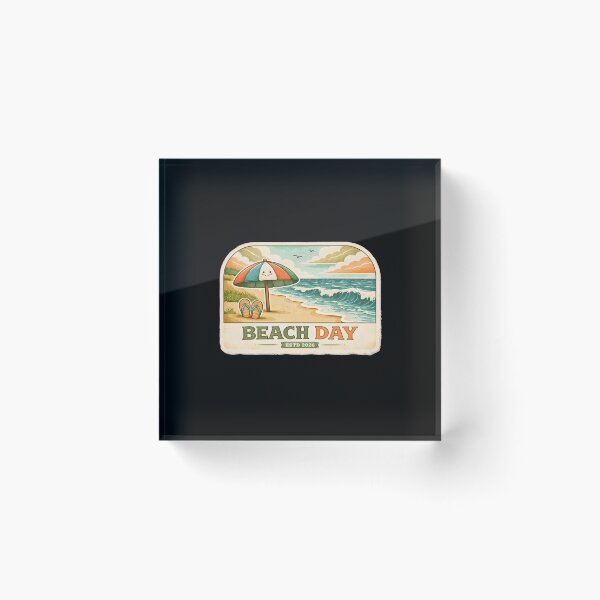 Item preview, Vintage Beach Day Retro Seaside Sticker — Cute Umbrella Design designed and sold by FestivityFinds.