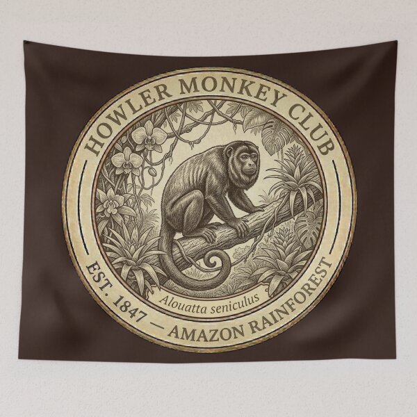 Item preview, Howler Monkey Loudest Animal Club Vintage Badge Amazon designed and sold by CalmCapy Co.