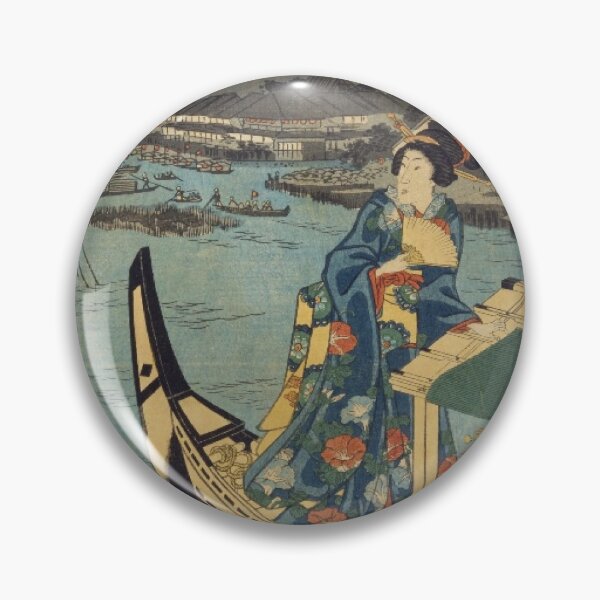 Item preview, Vintage Japanese Summer Fireworks on Sumida River Woodblock designed and sold by vekotpu.