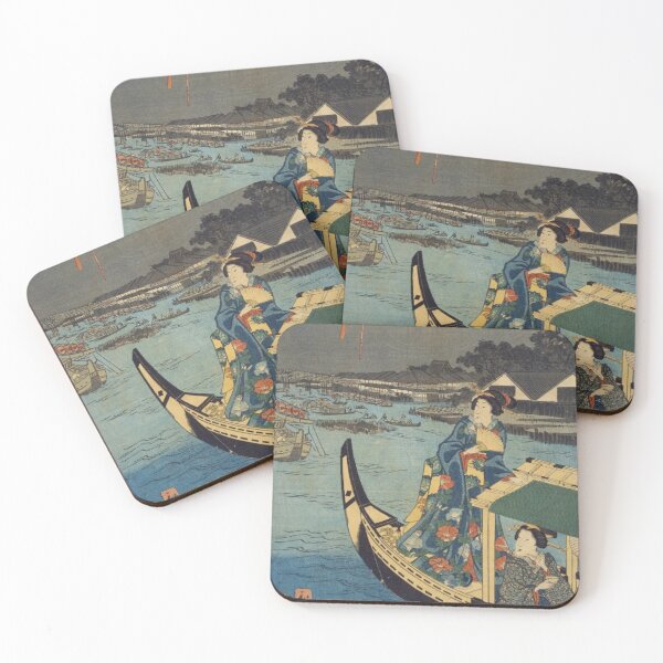 Item preview, Vintage Japanese Summer Fireworks on Sumida River Woodblock designed and sold by vekotpu.