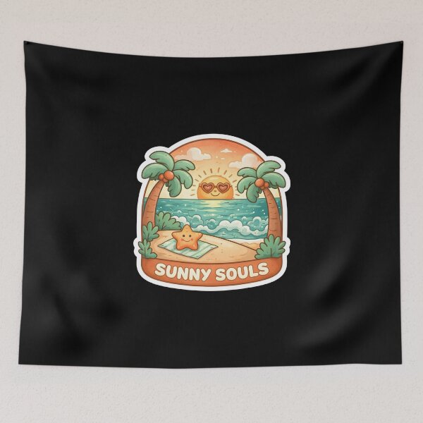 Item preview, Sunny Souls Beach Sticker — Cute Starfish & Palm Trees designed and sold by FestivityFinds.