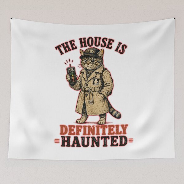 Item preview, The House Is Definitely Haunted – Funny Paranormal Cat Investigator Vintage Retro Design designed and sold by Extravanganzza.