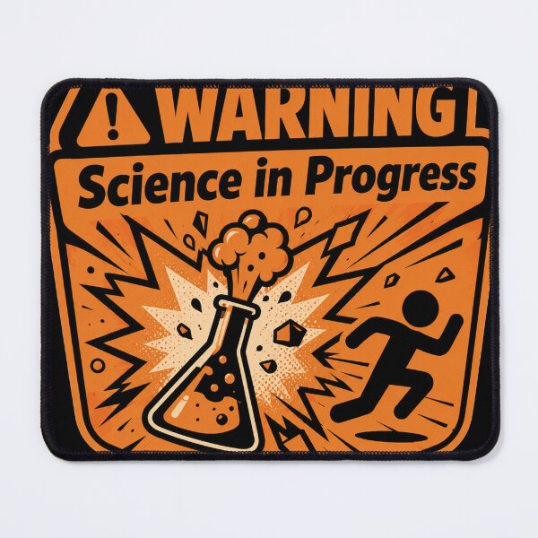 Item preview, Warning Science In Progress Orange Lab Explosion designed and sold by Tomdio.