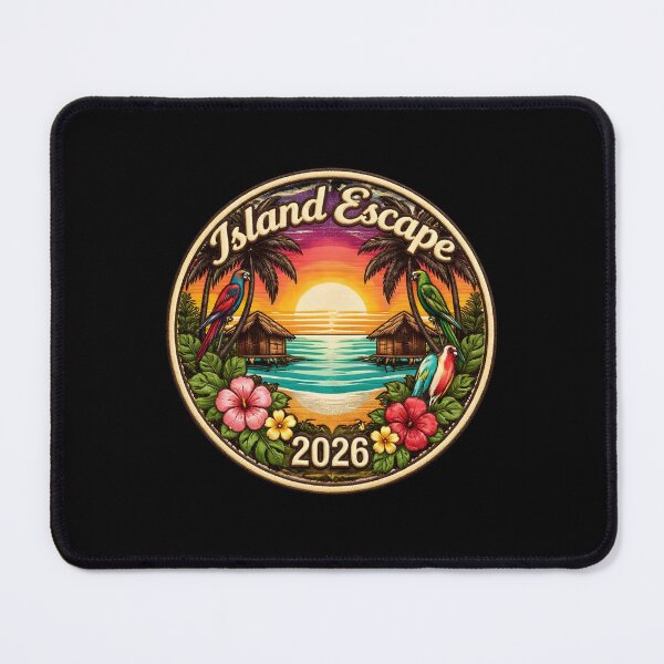 Item preview, Island Escape 2026 Tropical Sunset Sticker — Parrots & Hibiscus designed and sold by FestivityFinds.