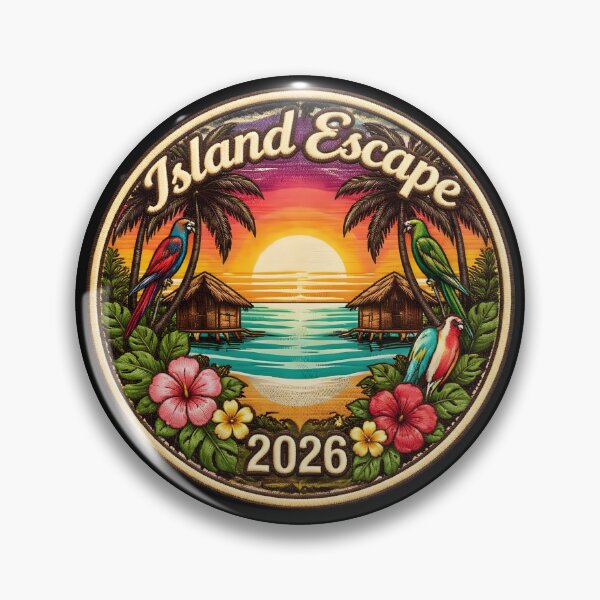 Item preview, Island Escape 2026 Tropical Sunset Sticker — Parrots & Hibiscus designed and sold by FestivityFinds.