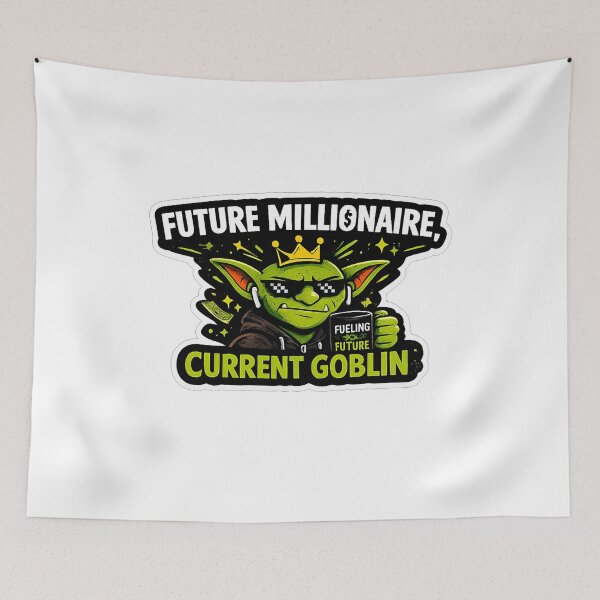 Item preview, Future Millionaire Current Goblin Sticker | Funny Entrepreneur Meme designed and sold by GoblinCapital.