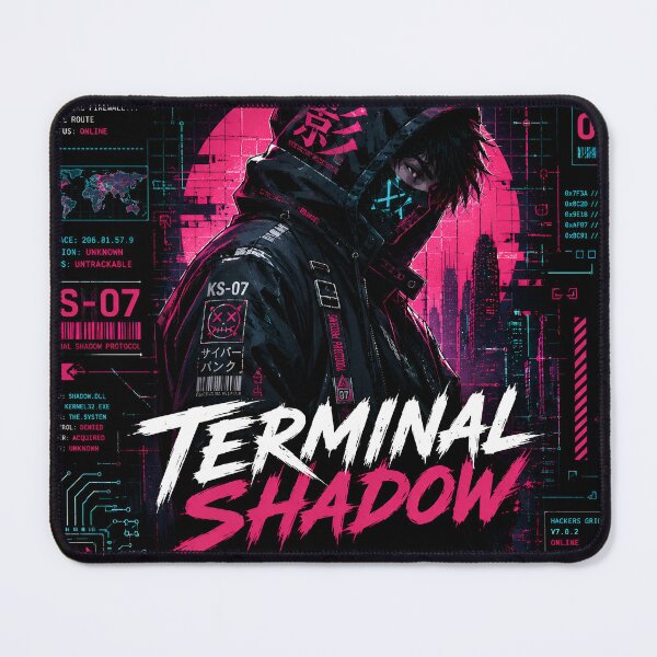 Item preview, Terminal Shadow (Series 7) - Cyberpunk Hackers Grid Art Print designed and sold by RiteshCenter .