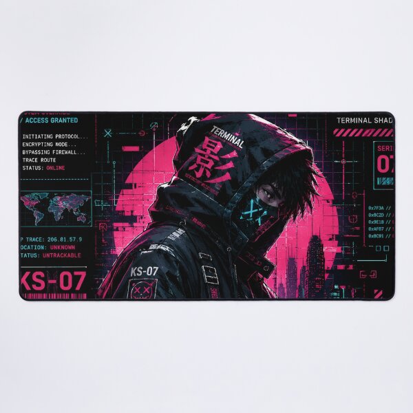 Item preview, Terminal Shadow (Series 7) - Cyberpunk Hackers Grid Art Print designed and sold by RiteshCenter.