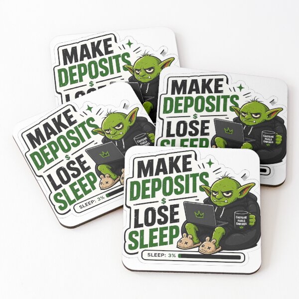 Item preview, Make Deposits Lose Sleep Sticker | Funny Hustle Culture Meme designed and sold by GoblinCapital.