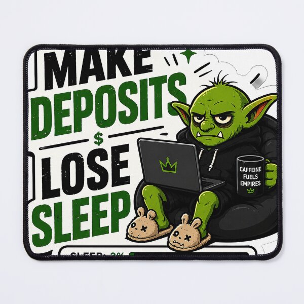 Item preview, Make Deposits Lose Sleep Sticker | Funny Hustle Culture Meme designed and sold by GoblinCapital.