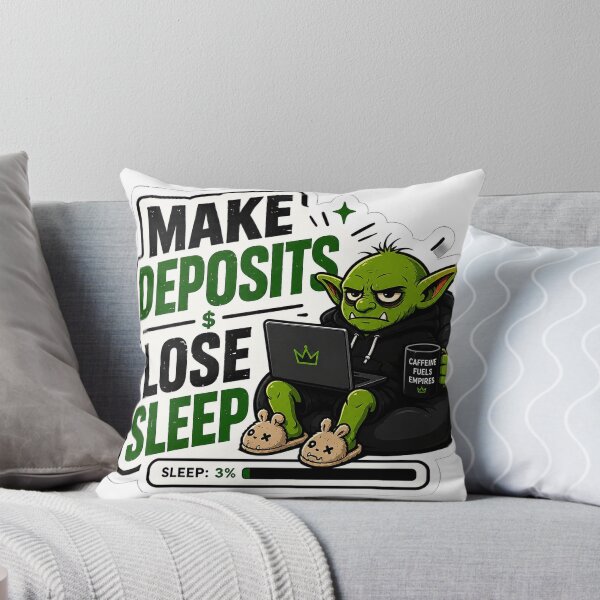 Item preview, Make Deposits Lose Sleep Sticker | Funny Hustle Culture Meme designed and sold by GoblinCapital.
