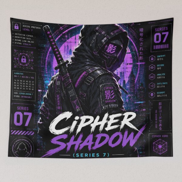Item preview, Cipher Shadow (Series 7) - Futuristic Cryptographic Ninja Artwork designed and sold by RiteshCenter.