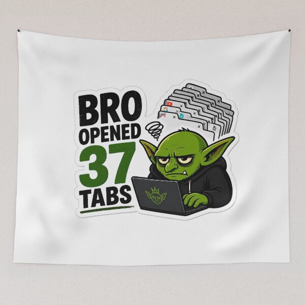 Item preview, Bro Opened 37 Tabs Sticker | Funny Internet Brainrot Meme designed and sold by GoblinCapital.